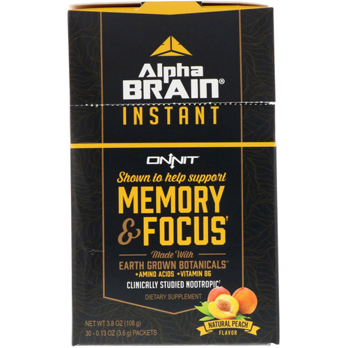 Onnit  Alpha Brain Instant  Memory & Focus  Natural Peach  30 Packets  0.13 oz (3.6 g) Each