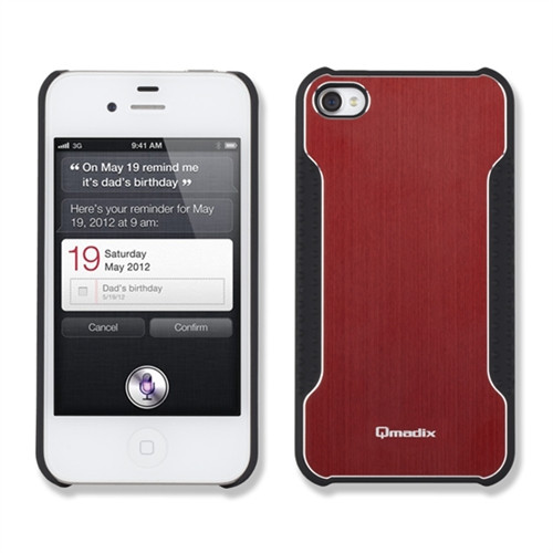 Qmadix Snap-On Face Plate for Apple iPhone 4 - Metalix Red