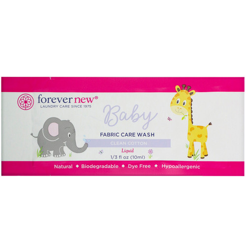 Forever New  Baby  Fabric Care Wash  Liquid  Clean Cotton  1/3 fl oz (10 ml)