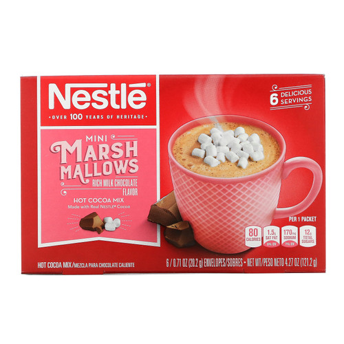 Nestle Hot Cocoa Mix  Mini Marshmallows  Rich Milk Chocolate Flavor  6 Envelopes  0.71 oz (20.2 g) Each