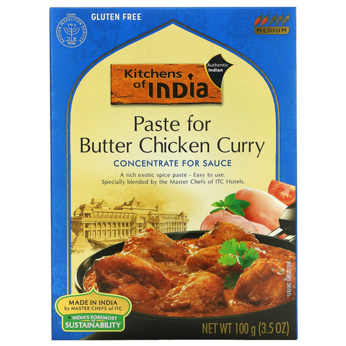 Kitchens of India, Paste For Butter Chicken Curry, Concentrate For Sauce, Medium, 3.5 oz (100 g)