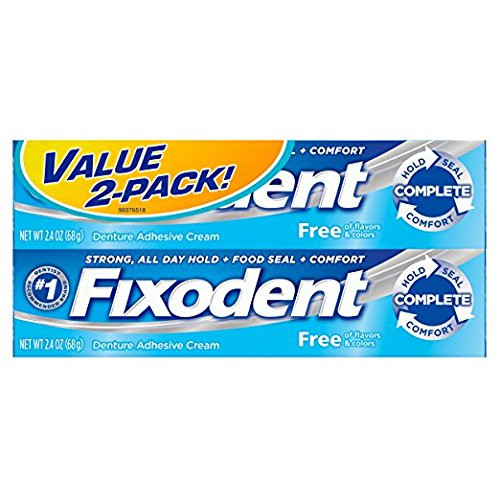 Fixodent Dentures Adhesive Cream Free Twin Pack 2.4 Oz 