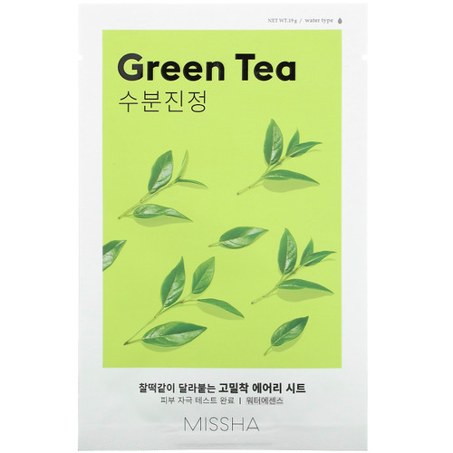Missha  Airy Fit Beauty Sheet Mask  Green Tea  1 Sheet  19 g