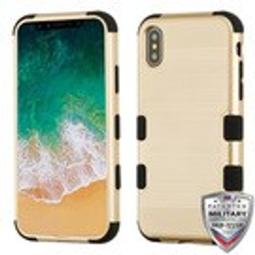 MYBAT Gold Brushed/Black TUFF Hybrid Phone Protector Cover [Military-Grade Certified](IPHONEXHPCTUFFSO705WP)