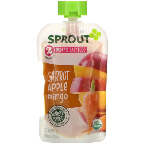 Sprout Organic  Baby Food  6 Months & Up  Carrot Apple Mango  3.5 oz (99 g)