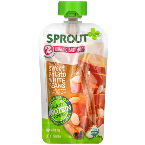 Sprout Organic  Baby Food  6 Months & Up  Sweet Potato White Beans with Cinnamon  3.5 oz (99 g)
