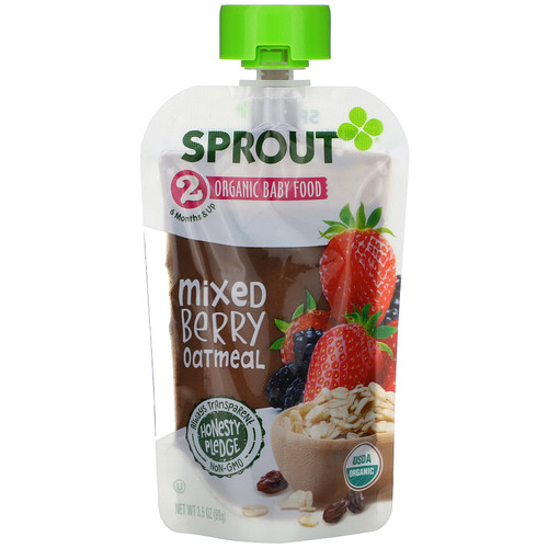 Sprout Organic  Baby Food  6 Months & Up  Mixed Berry Oatmeal  3.5 oz (99 g)
