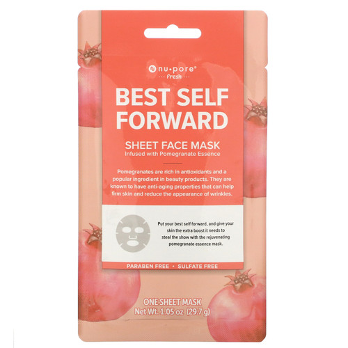 Nu-Pore  Best Self Forward Sheet Beauty Face Mask  Pomegranate  1 Sheet  1.05 oz (29.7 g)