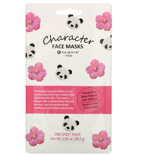 Nu-Pore  Character Beauty Face Mask  Panda  Hibiscus  1 Sheet  1.05 oz (29.7 g)