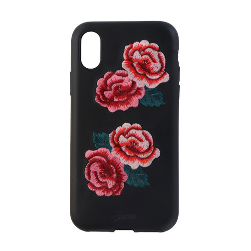 Sonix Leather Series Protective Case Cover for iPhone X - Black / Red Roses