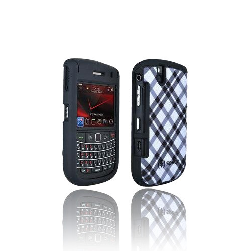 Speck Plaid Fitted Case for BlackBerry Bold 9650 (Black / White) (Bulk Packaging)