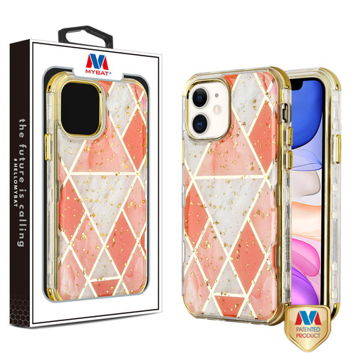 MYBAT Electroplated Pink Marble/Electroplating Gold TUFF Kleer Hybrid Case (with Package)