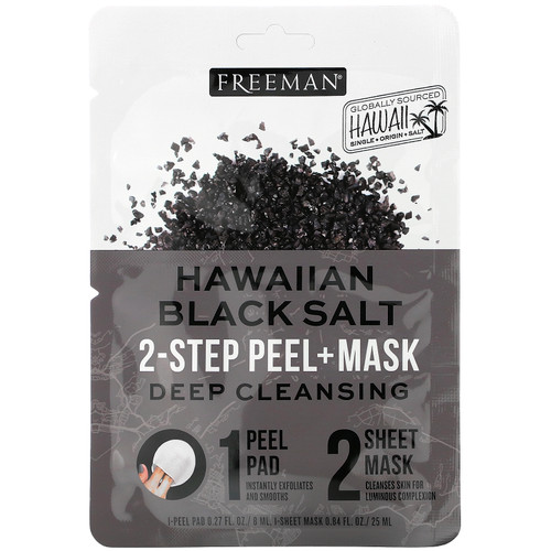 Freeman Beauty  Hawaiian Black Salt  2-Step Peel + Beauty Mask  1 Pad  0.27 fl oz / 1 Sheet Mask   0.84 fl. oz