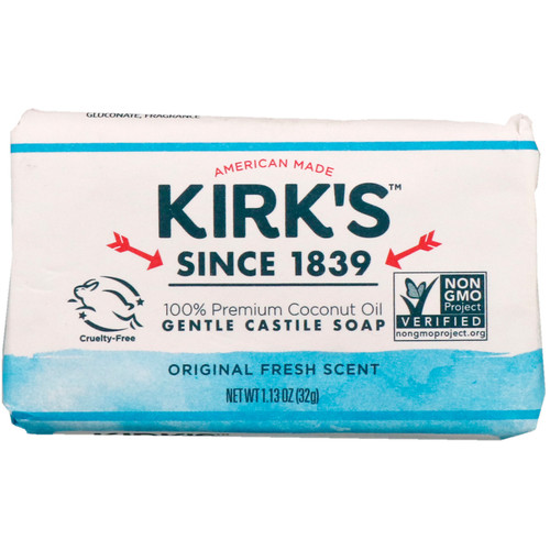 Kirk's  100% Premium Coconut Oil Gentle Castile Soap  Original Fresh Scent  1.13 oz (32 g)