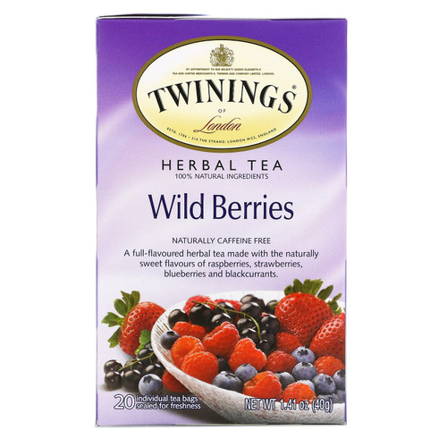 Twinings  Herbal Tea  Wild Berries  Caffeine Free  20 Tea Bags  1.41 oz (40 g)