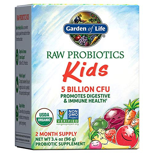 Garden of Life RAW Probiotics Kids - Acidophilus and Bifidobacteria Organic Probiotic Supports Digestive Health & Immune System, Gluten and Soy-Free, 3.4 oz (Shipped Cold) - Packaging May Vary