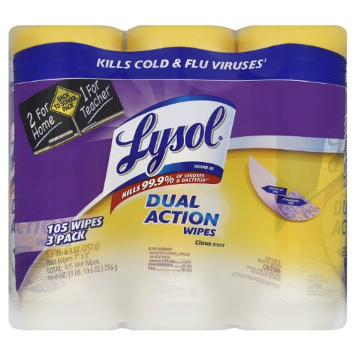 Lysol Dual Action Value Pack Disinfecting Wipes  Citrus Scent  105 Count