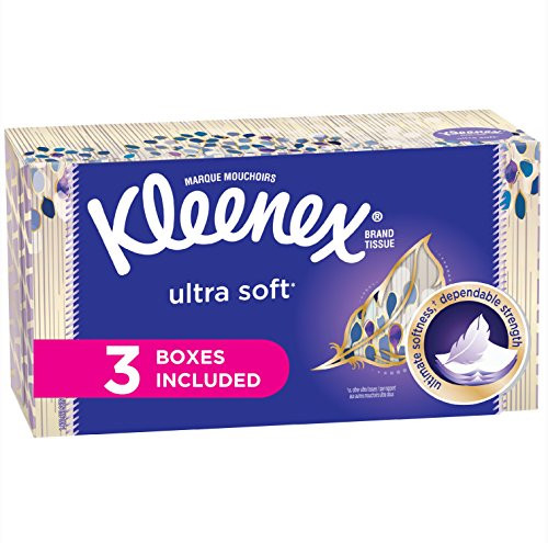 Kleenex Ultra Soft Facial Tissues  Flat Box  120 Tissues per Flat Box  3 Packs