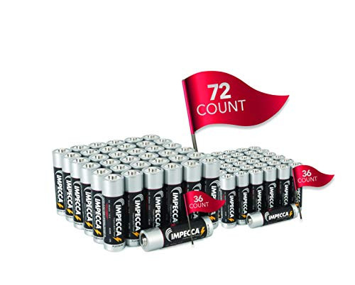 IMPECCA AA and AAA Batteries Combo (72-Count) High Performance All Purpose Alkaline Batteries, 1.5 Volt LR3/LR6, 36-AA + 36-AAA = 72 Pack