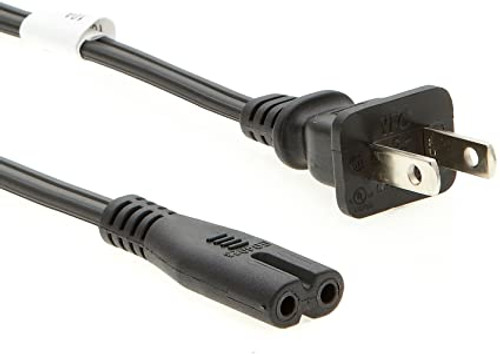 2 Prong Universal Power Cord for JBL Link 300  Control X Stream  Link View (Black)