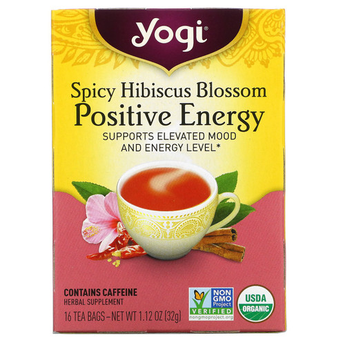 Yogi Tea  Spicy Hibiscus Blossom Positive Energy  16 Tea Bags  1.12 oz (32 g)