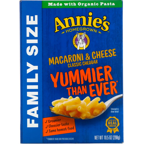 Annie's Homegrown  Macaroni & Cheese  Family Size  Classic Cheddar  10.5 oz (298 g)