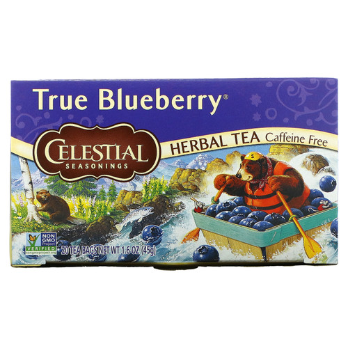 Celestial Seasonings, Herbal Tea, Caffeine Free, True Blueberry, 20 Tea Bags, 1.6 oz (45 g)