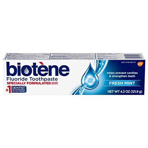 Biotene Fluoride Toothpaste for Dry Mouth Symptoms  Bad Breath Treatment and Cavity Prevention  Mint  Fresh Mint  4.3 Ounc9e