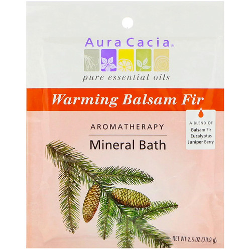 Aura Cacia  Aromatherapy Mineral Bath  Warming Balsam Fir  2.5 oz (70.9 g)