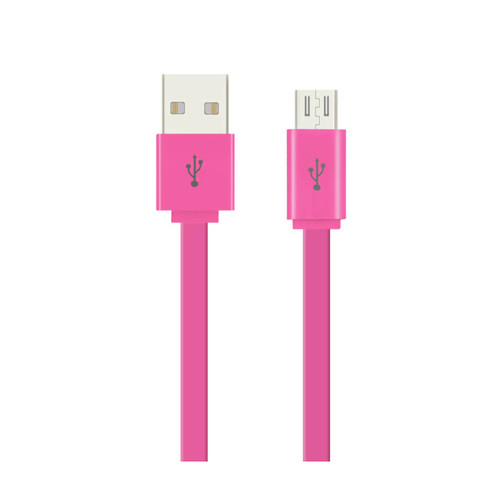 REIKO FLAT MICRO USB DATA CABLE 3.2FT IN PINK