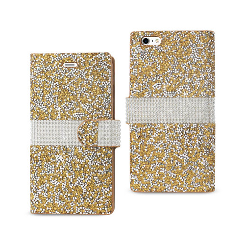 REIKO IPHONE 6 PLUS DIAMOND RHINESTONE WALLET CASE IN GOLD