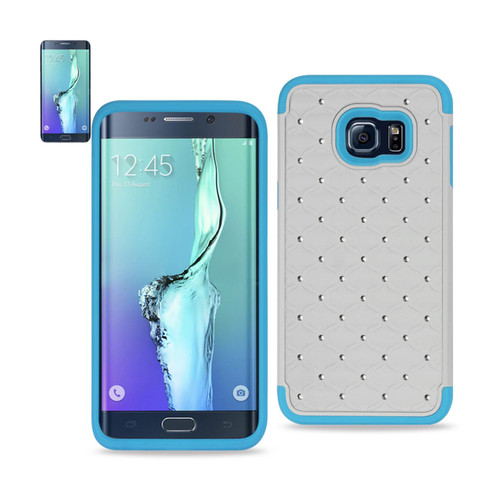 REIKO HYBRID HEAVY DUTY JEWELRY DIAMOND CASE FOR GALAXY S6 EDGE PLUS - BLUE WHITE