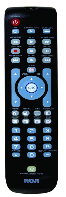 RCRN03BR 3-Device Universal Remote Control with Green Partially Backlit Keypad