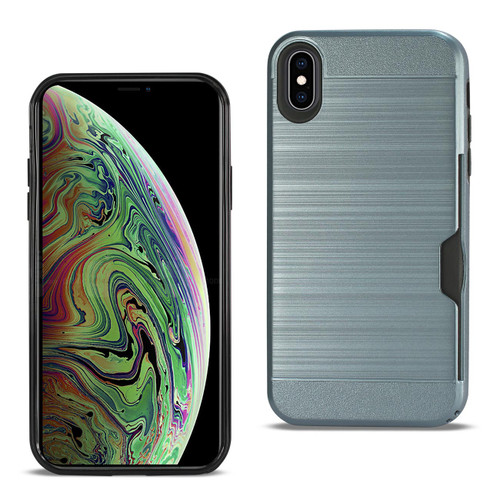 Reiko iPhone XS Max Hybrid Case With Card Holder In Navy