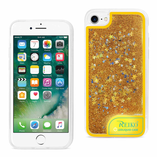 iPhone 8 Plus/ 7 Plus Case With Flowing Glitter And Led Effect In Yellow