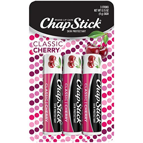 ChapStick Classic Cherry Lip Balm Tube  Flavored Lip Balm for Lip Care on Chafed  Chapped or Cracked Lips  Cherry  Red  0.15 Oz (Pack of 3)