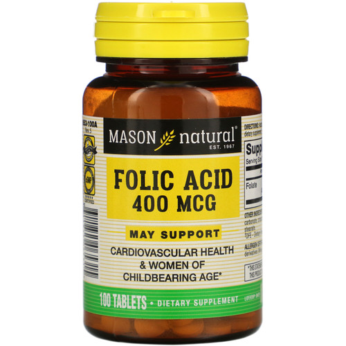 Mason Natural  Folic Acid  400 mcg  100 Tablets