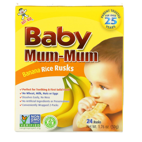 Hot Kid  Baby Mum-Mum  Banana Rice Rusks  24 Rusks  1.76 oz (50 g)