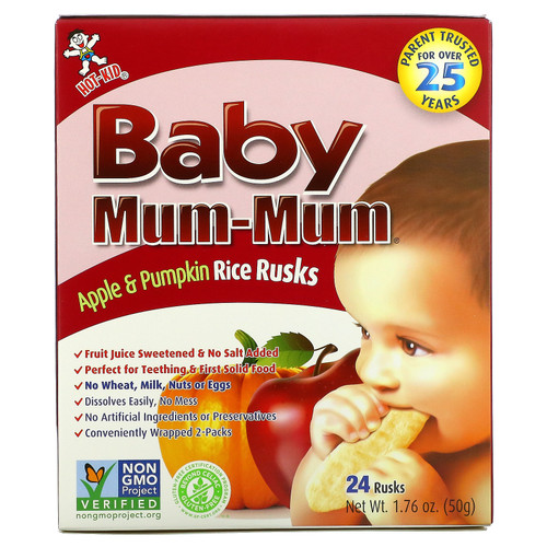 Hot Kid  Baby Mum-Mum  Apple & Pumpkin Rice Rusks  24 Rusks  1.76 oz (50 g)