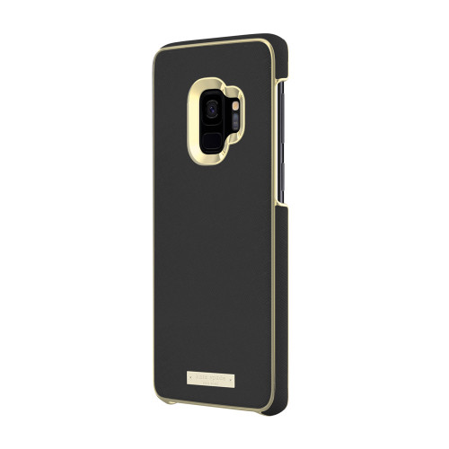 Kate Spade NY Saffiano Leather Wrap Case for Galaxy S9 - Black / Gold Logo Plate