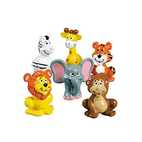 Zoo Animal Figure Toys - Includes zebras  giraffes  tigers  lions  elephants and monkeys - Set of 12 - Party Favors  Giveaways  Cake Toppers and Toys