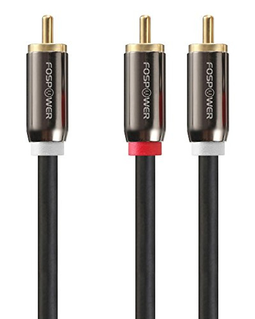 FosPower RCA Y-Adapter (6 Feet)  1 RCA Male to 2 RCA Male Y Splitter Digital Stereo Audio Cable for Subwoofer  Home Theater  Hi-Fi - Dual Shielded | 24K Gold Plated