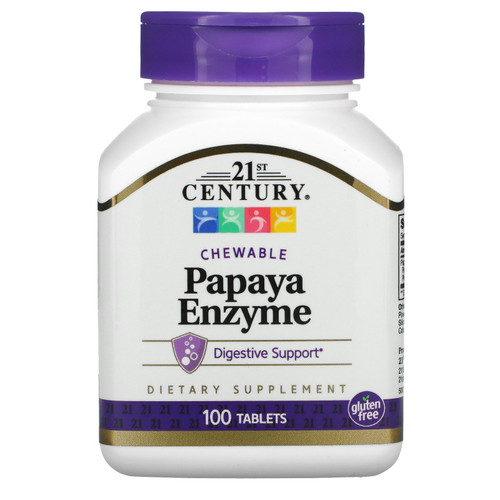 21st Century  Papaya Enzyme  Chewable  100 Tablets