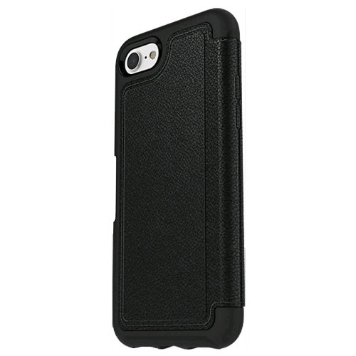 OtterBox Strada Folio Case for Apple iPhone 8, iPhone 7 - Onyx Black Leather