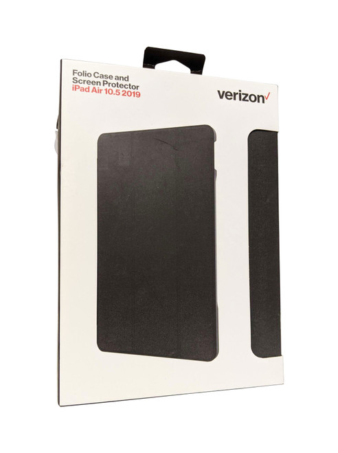 Verizon Folio Case & Tempered Glass Protector for iPad Air 10.5 (2019) iPad Pro 10.5 - Black