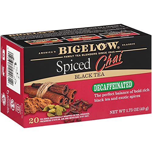 Bigelow Decaffeinated Spiced Chai Black Tea  20 Count (Pack of 6)  120 Total Tea Bags