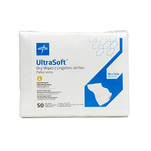 Medline Ultrasoft Dry Baby Wipes  Gentle Disposable Cleansing Cloths  500 Count  Dry Wipe Size is 10 x 13 inches  Great for Sensitive Skin and can be used as Baby Washcloths  Incontinence Wipes
