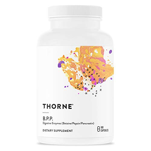 Thorne B.P.P. - Betaine  Pepsin  Pancreatin - Comprehensive Blend of Digestive Enzymes - to Support Healthy Digestion - Dairy-Free - 180 Capsules