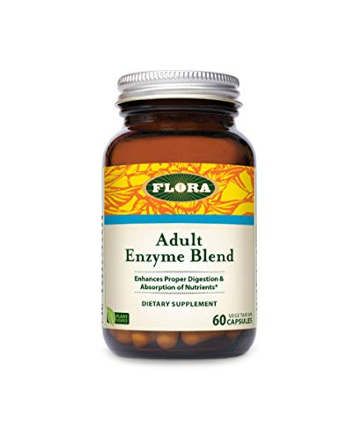Flora - Adult Enzyme Blend  Aids in Digestion  Enhances Digestion & Absorption of Nutrients  60 Vegetarian Capsules