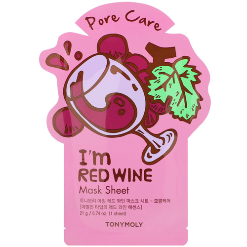 Tony Moly  I'm Red Wine  Pore Care Beauty Mask Sheet  1 Sheet  0.74 oz (21 g)